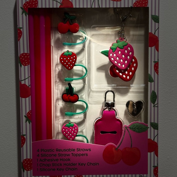 Strawberry and Cherry Water Bottle Accessory Set - Picture 7 of 8